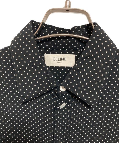 CELINE（セリーヌ）CELINE (セリーヌ) ドット柄レーヨンシャツ ブラック サイズ:38の古着・服飾アイテム