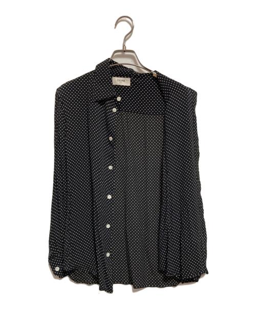 CELINE（セリーヌ）CELINE (セリーヌ) ドット柄レーヨンシャツ ブラック サイズ:38の古着・服飾アイテム