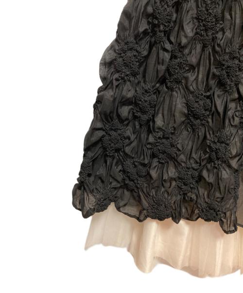 PRANK PROJECT（プランクプロジェクト）PRANK PROJECT (プランクプロジェクト) Flower shirring panel dress アイボリー×ブラック サイズ:36の古着・服飾アイテム