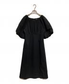 INDIVIインディヴィ）の古着「バルーンスリーブワンピース」｜ブラック