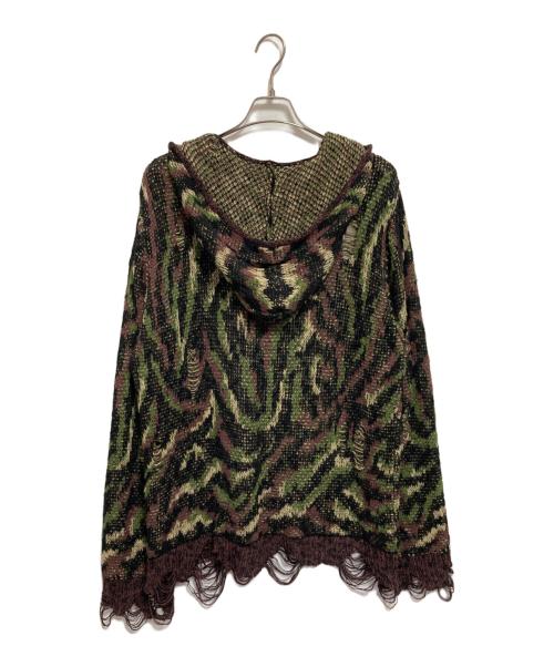 KAMIYA（カミヤ）KAMIYA (カミヤ) Camouflage Knit Zip-up Hoodie ブラウン×カーキ サイズ:Lの古着・服飾アイテム