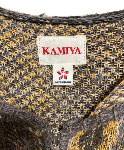 KAMIYA（カミヤ）KAMIYA (カミヤ) Camouflage Knit Zip-up Hoodie グレー×イエロー サイズ:Mの古着・服飾アイテム