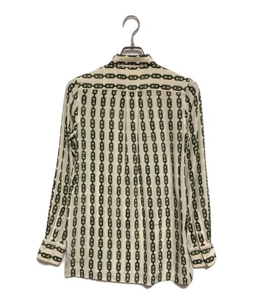 CELINE（セリーヌ）CELINE (セリーヌ) チェーン柄シルクシャツ ベージュ サイズ:36の古着・服飾アイテム