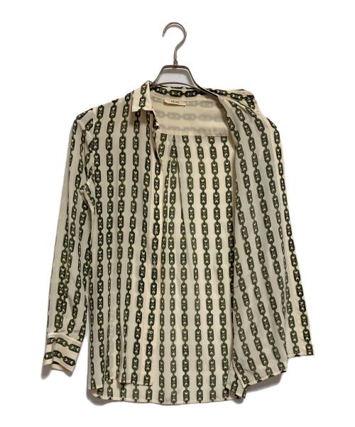 CELINE（セリーヌ）CELINE (セリーヌ) チェーン柄シルクシャツ ベージュ サイズ:36の古着・服飾アイテム
