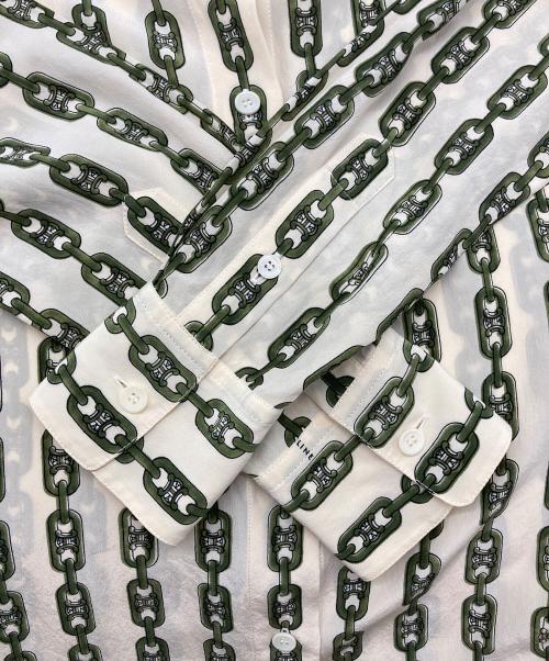 CELINE（セリーヌ）CELINE (セリーヌ) チェーン柄シルクシャツ ベージュ サイズ:36の古着・服飾アイテム