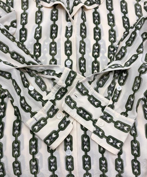 CELINE（セリーヌ）CELINE (セリーヌ) チェーン柄シルクシャツ ベージュ サイズ:36の古着・服飾アイテム