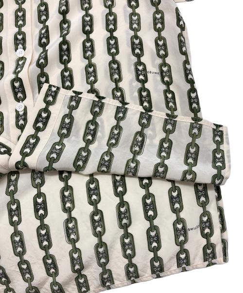 CELINE（セリーヌ）CELINE (セリーヌ) チェーン柄シルクシャツ ベージュ サイズ:36の古着・服飾アイテム