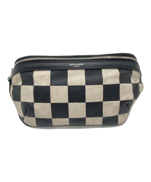Saint Laurent Paris（サンローランパリ）Saint Laurent Paris (サンローランパリ) ウォッシュドデニム ボディバッグ ホワイト×ブラックの古着・服飾アイテム