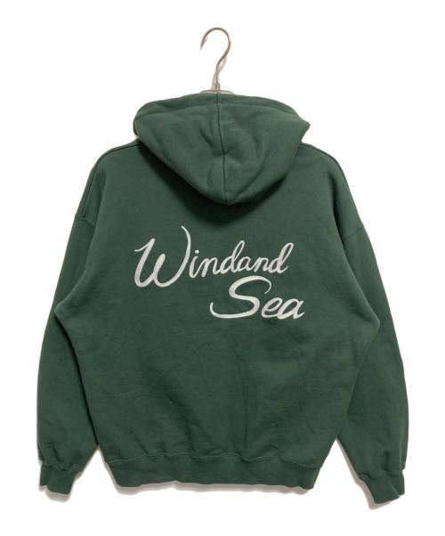 WIND AND SEA（ウィンダンシー）WIND AND SEA (ウィンダンシー) EMBROIDERY LOGO SWEAT HOODIE グリーン サイズ:Mの古着・服飾アイテム
