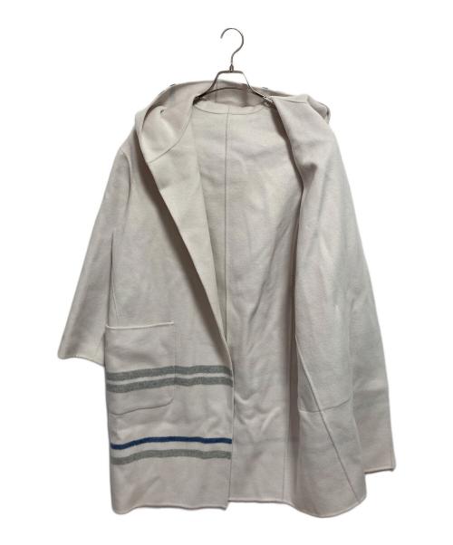 GALERIE VIE（ギャルリーヴィー）GALERIE VIE (ギャルリーヴィー) ウールダブルフェイス フーデットコート ホワイト サイズ:36の古着・服飾アイテム