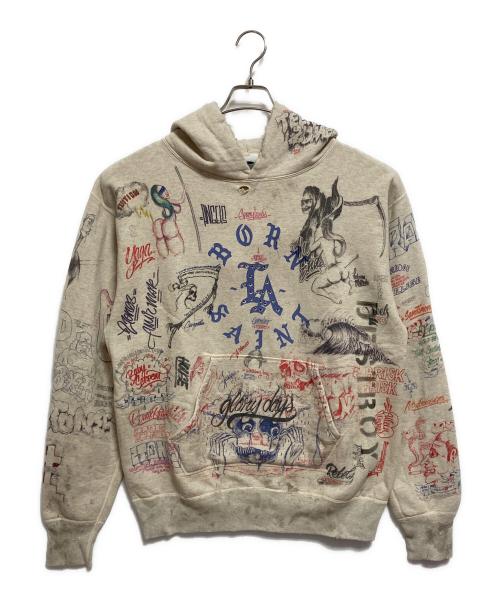 SAINT MICHAEL（セントマイケル）SAINT MICHAEL (セントマイケル) BORN X RAISED (ボーン レイズド) BR HOODIE/LA グレー サイズ:Lの古着・服飾アイテム