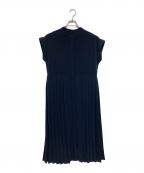 SHIPS anyシップスエニィ）の古着「ジョーゼットプリーツフレンチスリーブワンピース」｜ネイビー