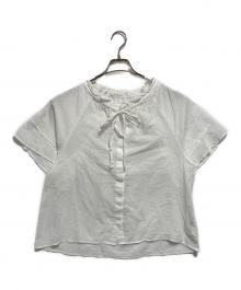 SHIPS（シップス）の古着「コットンボイル ネックギャザー ボウタイ ブラウス」｜ホワイト