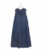 orSlowオアスロウ）の古着「チェック スナップボタン ワンピース」｜ネイビー