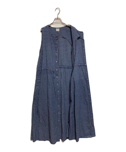 orSlow（オアスロウ）orSlow (オアスロウ) チェック スナップボタン ワンピース ネイビー サイズ:なし(下記参照)の古着・服飾アイテム