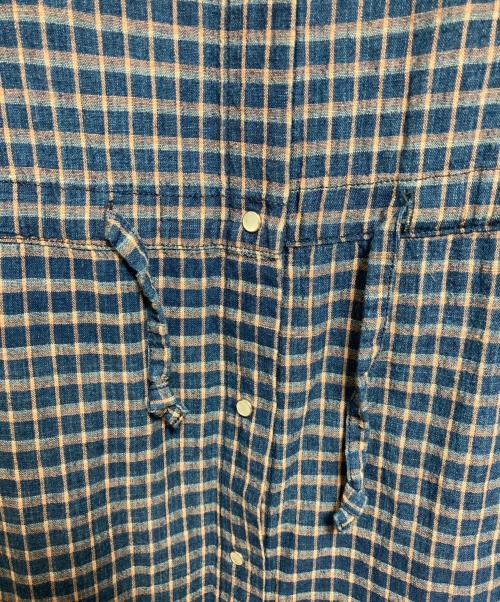 orSlow（オアスロウ）orSlow (オアスロウ) チェック スナップボタン ワンピース ネイビー サイズ:なし(下記参照)の古着・服飾アイテム