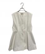 LE PHILル フィル）の古着「ダブルクロスストレッチペプラムジレ」｜ホワイト