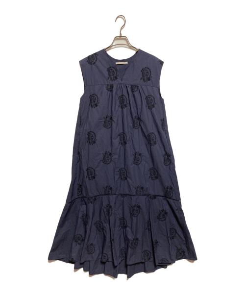 ne quittez pas（ヌキテパ）ne quittez pas (ヌキテパ) Poplin Paisley Embroidery Sleeveless Dress ネイビー サイズ:Mの古着・服飾アイテム