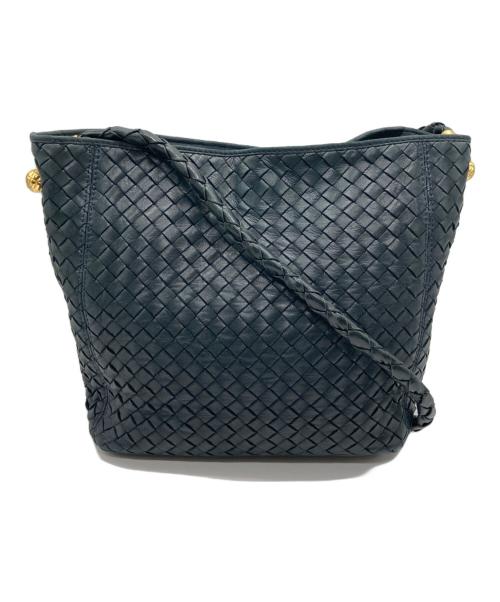 BOTTEGA VENETA（ボッテガベネタ）BOTTEGA VENETA (ボッテガベネタ) イントレチャートショルダーバッグ ブルーの古着・服飾アイテム