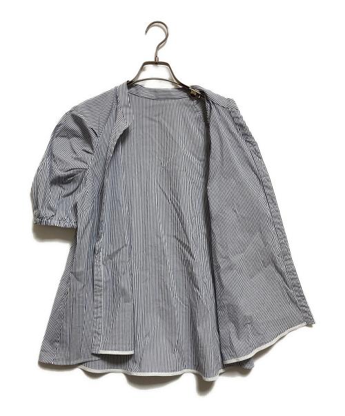 ANAYI（アナイ）ANAYI (アナイ) ストレッチブロードタックブラウス ブルー サイズ:38の古着・服飾アイテム