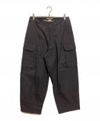 BLURHMSブラームス）の古着「Washed Gabardine Super Wide 6P Slacks」｜ネイビー