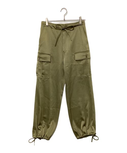 mikomori（ミコモリ）mikomori (ミコモリ) THIRD MAGAZINE (サードマガジン) サテンカーゴパンツ オリーブ サイズ:9号の古着・服飾アイテム