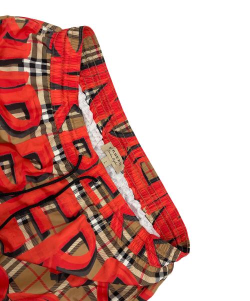 BURBERRY LONDON（バーバリーロンドン）BURBERRY LONDON (バーバリーロンドン) Graffiti Print Vintage Check Swim shorts オレンジ×ベージュ サイズ:Ｌの古着・服飾アイテム