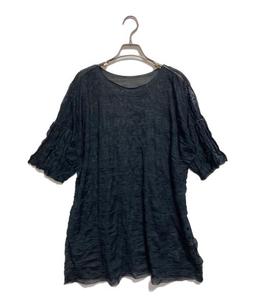 me ISSEY MIYAKE（ミーイッセイ ミヤケ）me ISSEY MIYAKE (ミーイッセイ ミヤケ) シワ加工カットソー ブラック サイズ:なし(下記参照)の古着・服飾アイテム