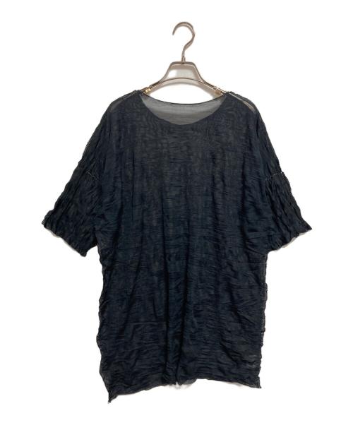 me ISSEY MIYAKE（ミーイッセイ ミヤケ）me ISSEY MIYAKE (ミーイッセイ ミヤケ) シワ加工カットソー ブラック サイズ:なし(下記参照)の古着・服飾アイテム