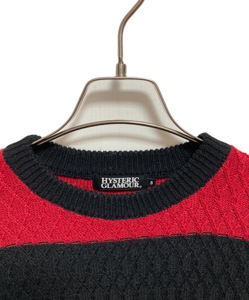 Hysteric Glamour（ヒステリックグラマー）Hysteric Glamour (ヒステリックグラマー) ダイヤクロス編みボーダーニット レッド×ブラック サイズ:Sの古着・服飾アイテム