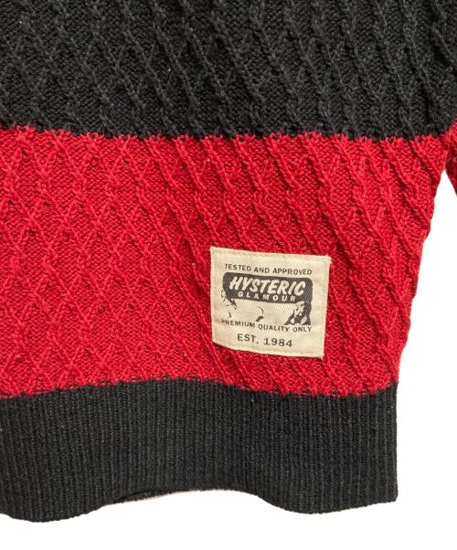 Hysteric Glamour（ヒステリックグラマー）Hysteric Glamour (ヒステリックグラマー) ダイヤクロス編みボーダーニット レッド×ブラック サイズ:Sの古着・服飾アイテム