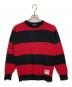 Hysteric Glamour（ヒステリックグラマー）の古着「ダイヤクロス編みボーダーニット」｜レッド×ブラック