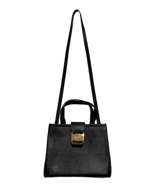 Salvatore Ferragamo（サルヴァトーレ フェラガモ）Salvatore Ferragamo (サルヴァトーレ フェラガモ) ヴァラ2WAYハンドバッグ ブラックの古着・服飾アイテム