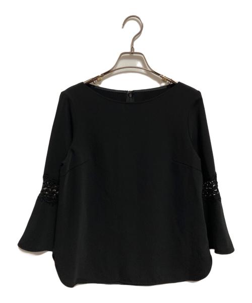 ANAYI（アナイ）ANAYI (アナイ) ダブルクロス袖レースブラウス ブラック サイズ:38の古着・服飾アイテム