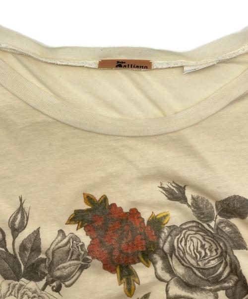 JOHN GALLIANO（ジョンガリアーノ）JOHN GALLIANO (ジョンガリアーノ) プリントTシャツ ベージュ サイズ:Sの古着・服飾アイテム