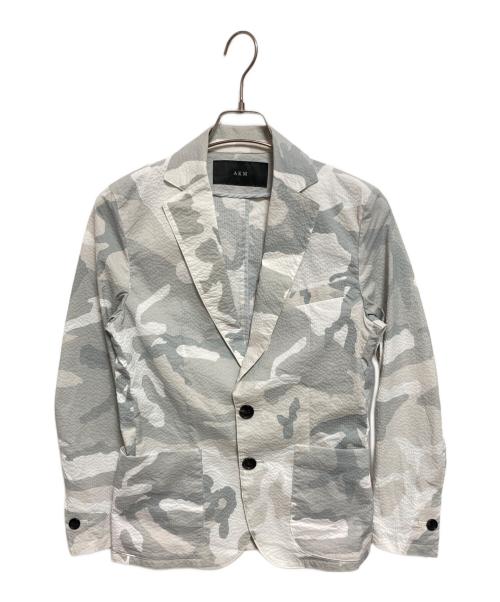 AKM（エーケーエム）AKM (エーケーエム) 迷彩テーラードジャケット グレー サイズ:Sの古着・服飾アイテム
