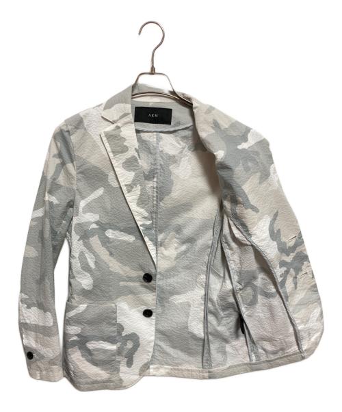 AKM（エーケーエム）AKM (エーケーエム) 迷彩テーラードジャケット グレー サイズ:Sの古着・服飾アイテム
