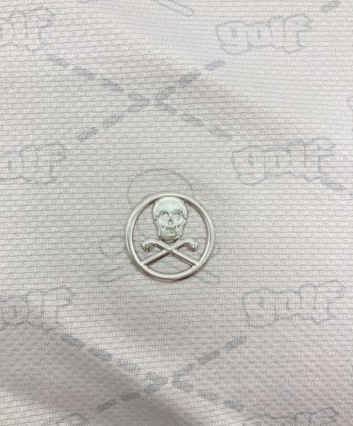 MARK&LONA（マークアンドロナ）MARK&LONA (マークアンドロナ) スカルプリントモックネックカットソー グレー サイズ:Mの古着・服飾アイテム