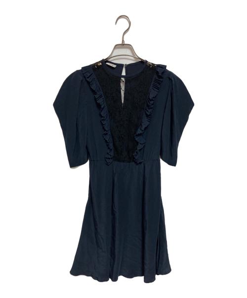 MIU MIU（ミュウミュウ）MIU MIU (ミュウミュウ) フリルミニワンピース ネイビー サイズ:38の古着・服飾アイテム