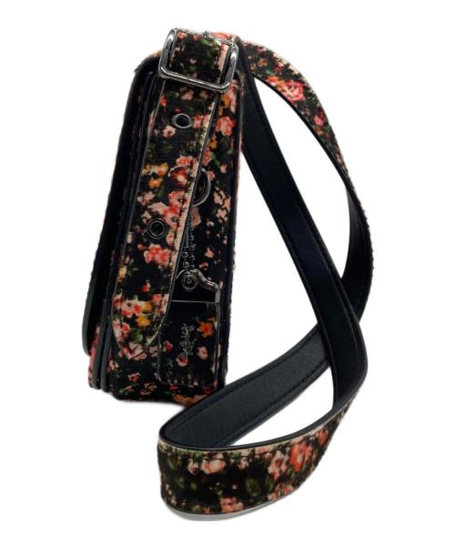 COACH（コーチ）COACH (コーチ) 花柄ハラコサドルバッグ ブラック×ピンクの古着・服飾アイテム