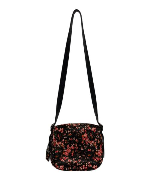 COACH（コーチ）COACH (コーチ) 花柄ハラコサドルバッグ ブラック×ピンクの古着・服飾アイテム