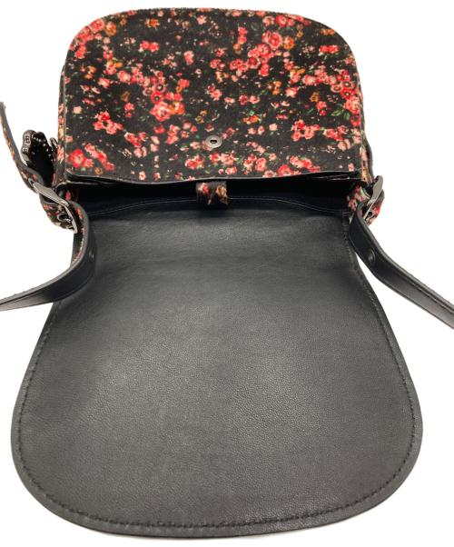 COACH（コーチ）COACH (コーチ) 花柄ハラコサドルバッグ ブラック×ピンクの古着・服飾アイテム