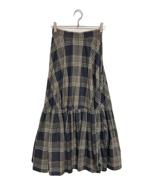 Curensology（カレンソロジー）Curensology (カレンソロジー) チェックティアードスカート ネイビー×グレー サイズ:38の古着・服飾アイテム