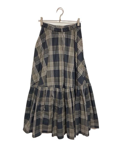 Curensology（カレンソロジー）Curensology (カレンソロジー) チェックティアードスカート ネイビー×グレー サイズ:38の古着・服飾アイテム