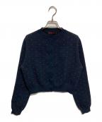 CABANキャバン）の古着「コットンカシミヤ ドットジャカードクルーネックカーディガン」｜ネイビー