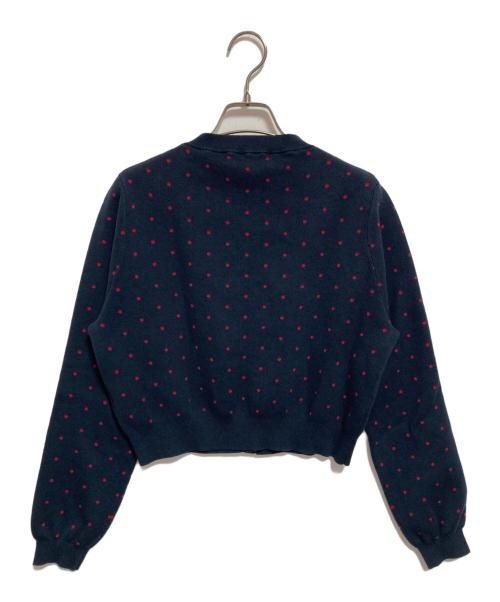 CABAN（キャバン）CABAN (キャバン) コットンカシミヤ ドットジャカードクルーネックカーディガン ネイビー サイズ:Fの古着・服飾アイテム