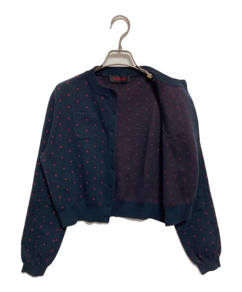 CABAN（キャバン）CABAN (キャバン) コットンカシミヤ ドットジャカードクルーネックカーディガン ネイビー サイズ:Fの古着・服飾アイテム