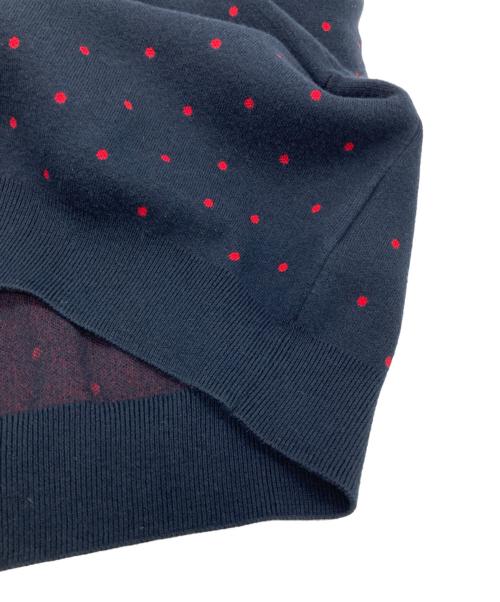 CABAN（キャバン）CABAN (キャバン) コットンカシミヤ ドットジャカードクルーネックカーディガン ネイビー サイズ:Fの古着・服飾アイテム