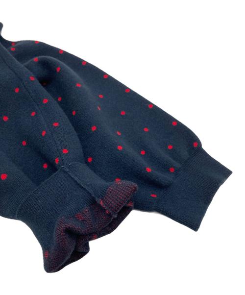 CABAN（キャバン）CABAN (キャバン) コットンカシミヤ ドットジャカードクルーネックカーディガン ネイビー サイズ:Fの古着・服飾アイテム