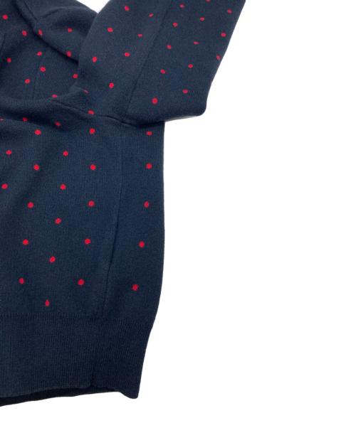 CABAN（キャバン）CABAN (キャバン) コットンカシミヤ ドットジャカードクルーネックカーディガン ネイビー サイズ:Fの古着・服飾アイテム